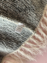 Load image into Gallery viewer, Medium POL Cream Black Fringe Cardigan Sweater
