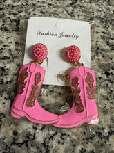 Load image into Gallery viewer, NWT Hot Pink Cowboy Boot Ear Rings

