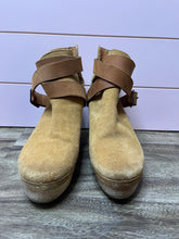 Load image into Gallery viewer, Size 38 (8) Free People Bungalow Clog Ankle Boot Tan Suede Leather 70s Wood Heel
