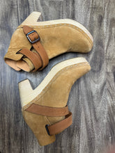 Load image into Gallery viewer, Size 38 (8) Free People Bungalow Clog Ankle Boot Tan Suede Leather 70s Wood Heel
