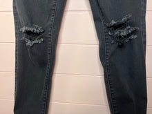 Load image into Gallery viewer, Size 10 American Eagle Black Ultra High Rise Distressed Knee Skinny Jeans
