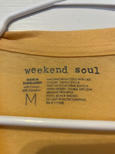 Load image into Gallery viewer, Medium Weekend Soul Yellow Peace Love Music Long Sleeve Crop Top

