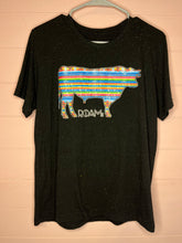 Load image into Gallery viewer, Medium/ Large Black Speckled Roam Western Serape Cow Graphic T-Shirt
