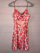 Load image into Gallery viewer, Small Pink Satin Leopard Print Silk Slip Dress
