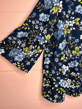 Load image into Gallery viewer, XL Time and True Blue Floral Ruffle Top
