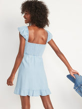 Load image into Gallery viewer, Large Old Navy NWT Cotton  Fit &amp; Flare Puff-Sleeve Jean Mini Dress

