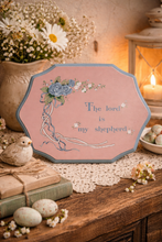 Load image into Gallery viewer, Vintage Wooden Scripture Pink &amp; Blue Floral Wall Hanger
