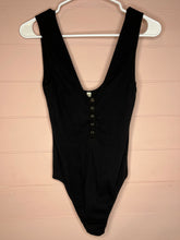 Load image into Gallery viewer, Medium Free People Intimately Black Ribbed Body Suit
