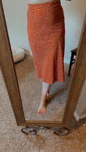 Load image into Gallery viewer, Medium Elodie Boho Orange Midi Satin Skirt
