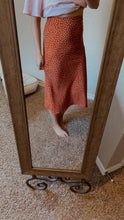 Load image into Gallery viewer, Medium Elodie Boho Orange Midi Satin Skirt
