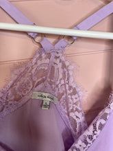 Load image into Gallery viewer, Large White Birch Purple Lace Body Suit
