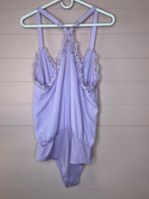 Load image into Gallery viewer, Large White Birch Purple Lace Body Suit

