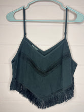 Load image into Gallery viewer, Large SHEIN Black Fringe Crop Tank Top
