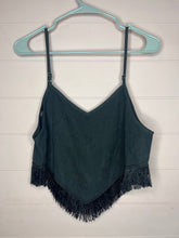 Load image into Gallery viewer, Large SHEIN Black Fringe Crop Tank Top
