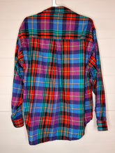 Load image into Gallery viewer, Large Liz Wear Colorful Plaid Long Sleeve Flannel Button Up Shirt
