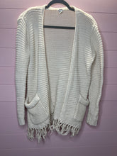 Load image into Gallery viewer, Small Forever 21 Chunky Fringe Ivory Cardigan Sweater

