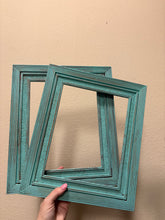 Load image into Gallery viewer, Set of two wooden teal 8x10” picture frames no hardware or glass
