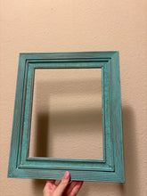 Load image into Gallery viewer, Set of two wooden teal 8x10” picture frames no hardware or glass
