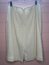 Load image into Gallery viewer, Size 6 Lafayette 148 New York Ivory Shimmer Pencil Skirt
