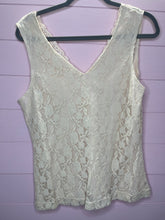 Load image into Gallery viewer, M/L Ivory Lace Vintage V-Neck Tank Top
