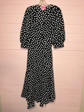 Load image into Gallery viewer, Size 6 Kate Spade Black White Cloud Dot Wrap Dress
