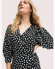 Load image into Gallery viewer, Size 6 Kate Spade Black White Cloud Dot Wrap Dress
