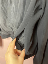 Load image into Gallery viewer, XL Eileen Fisher Black Leather Trim Silk Open Front Drape Cardigan
