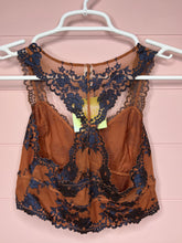 Load image into Gallery viewer, Small Wishlist NWT Brown &amp; Navy Blue Lace Bralette

