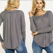 Load image into Gallery viewer, XS Free People Gray Henley Tunic Top
