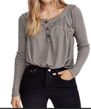 Load image into Gallery viewer, XS Free People Gray Henley Tunic Top
