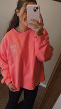 Load image into Gallery viewer, XL Gildan Neon Pink Embroidered Mama Sweatshirt
