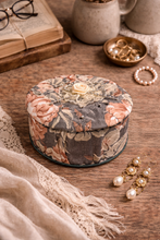 Load image into Gallery viewer, Small Vintage Floral Fabric Covered Trinket Box
