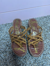 Load image into Gallery viewer, Size 8.5 Sam Edelman Brown Leather Strappy Sandal Cork Wedges
