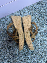 Load image into Gallery viewer, Size 8.5 Sam Edelman Brown Leather Strappy Sandal Cork Wedges
