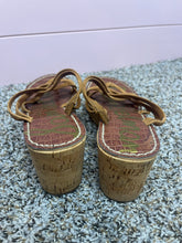 Load image into Gallery viewer, Size 8.5 Sam Edelman Brown Leather Strappy Sandal Cork Wedges
