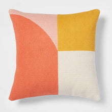 Load image into Gallery viewer, Threshold Boho Color Block Square Throw Pillow in an Ivory/Peach combination
