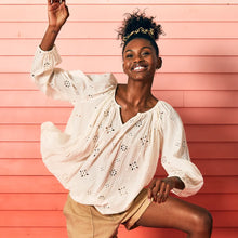 Load image into Gallery viewer, Small Aerie Cotton Eyelet Boho Top
