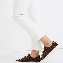 Load image into Gallery viewer, 7.5 Madewell Sidewalk Low-Top Sneakers in Painted Leopard Colorblock Calf Hair
