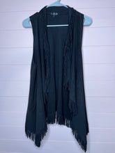 Load image into Gallery viewer, Large TCEC Black Fringe Sleeveless Western Vest
