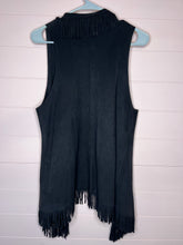 Load image into Gallery viewer, Large TCEC Black Fringe Sleeveless Western Vest
