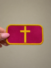 Load image into Gallery viewer, Christian Cross Patch | Embroidered Iron On Patch | Faith Based Gift for Hat, Tote, etc
