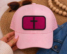 Load image into Gallery viewer, Christian Cross Patch | Embroidered Iron On Patch | Faith Based Gift for Hat, Tote, etc
