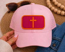 Load image into Gallery viewer, Christian Cross Patch | Embroidered Iron On Patch | Faith Based Gift for Hat, Tote, etc
