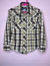 Load image into Gallery viewer, Small (5-6) Boys Wrangler Long Sleeve Western Pearl Snap Button Up Shirt
