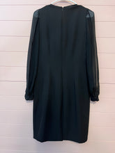 Load image into Gallery viewer, Size 4 Antonio Melani Black Sheer Long Sleeve Shift Dress

