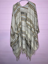 Load image into Gallery viewer, Francesca’s Neutral Fringe Boho Western Tribal Print Cozy Shawl
