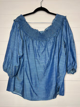 Load image into Gallery viewer, 18/20 Lane Bryant Off Shoulder 3/4 Sleeve Plus Size Chambray Top
