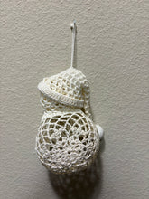 Load image into Gallery viewer, handmade white crochet snowman christmas ornament
