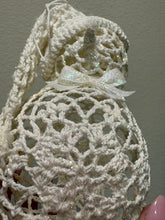 Load image into Gallery viewer, handmade white crochet snowman christmas ornament
