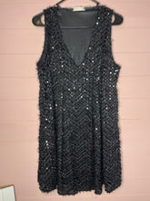 Load image into Gallery viewer, Large Altar’d State Black Sequin Feather Sleeveless Dress
